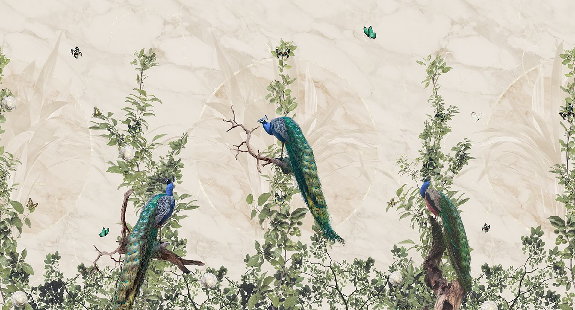 Tapeta Botaniczna Muance MU13040 Peacock Forest Amber