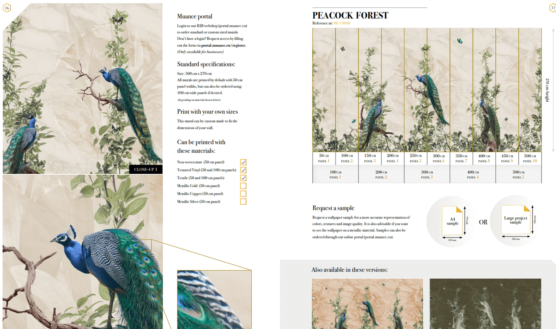 Tapeta Botaniczna Muance MU13040 Peacock Forest Amber
