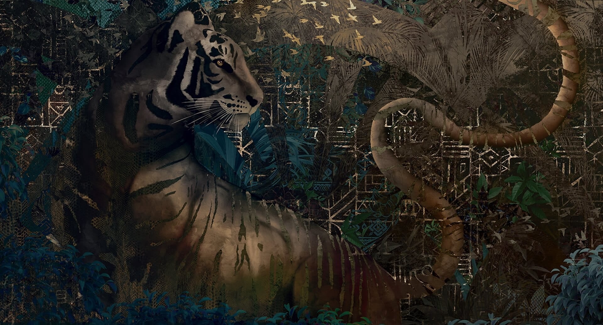 Tapeta Tygrys Muance MU13067 Hunting Party Amber