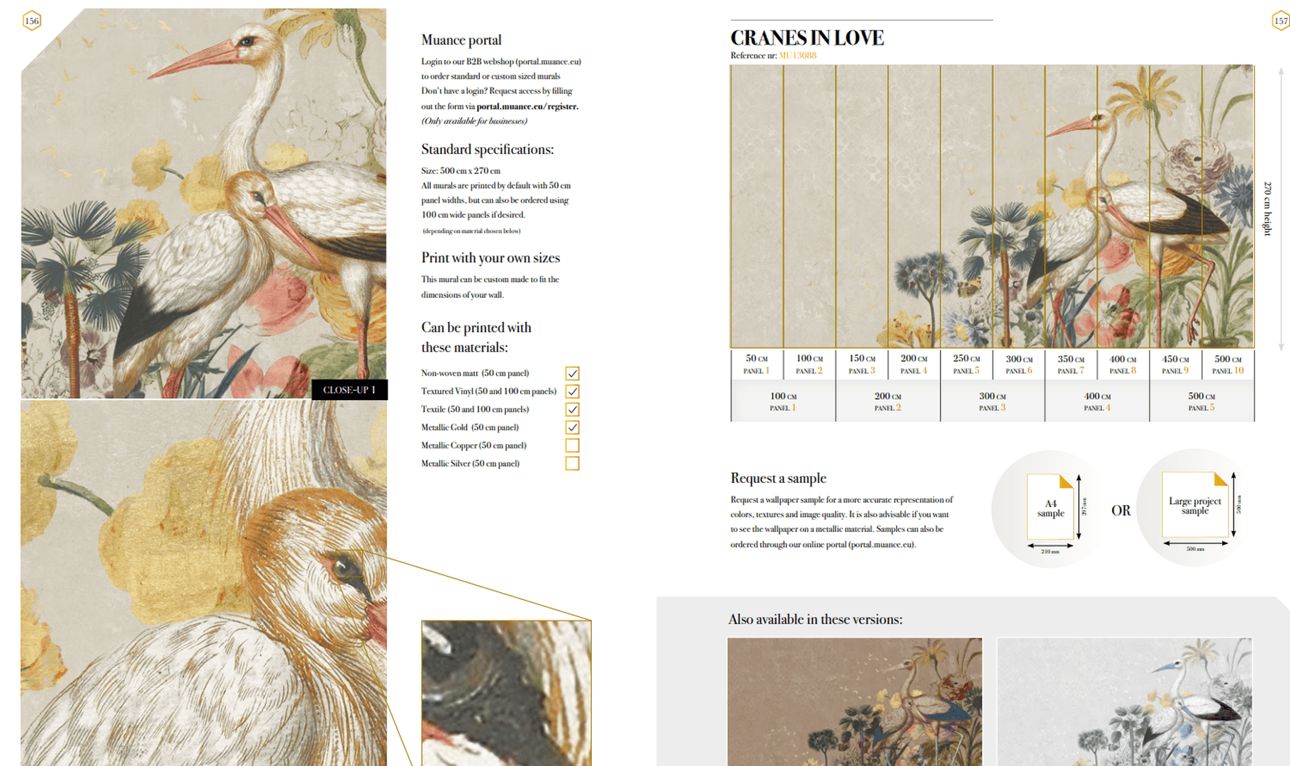 Tapeta Botaniczna Bociany Muance MU13089 Cranes In Love Amber