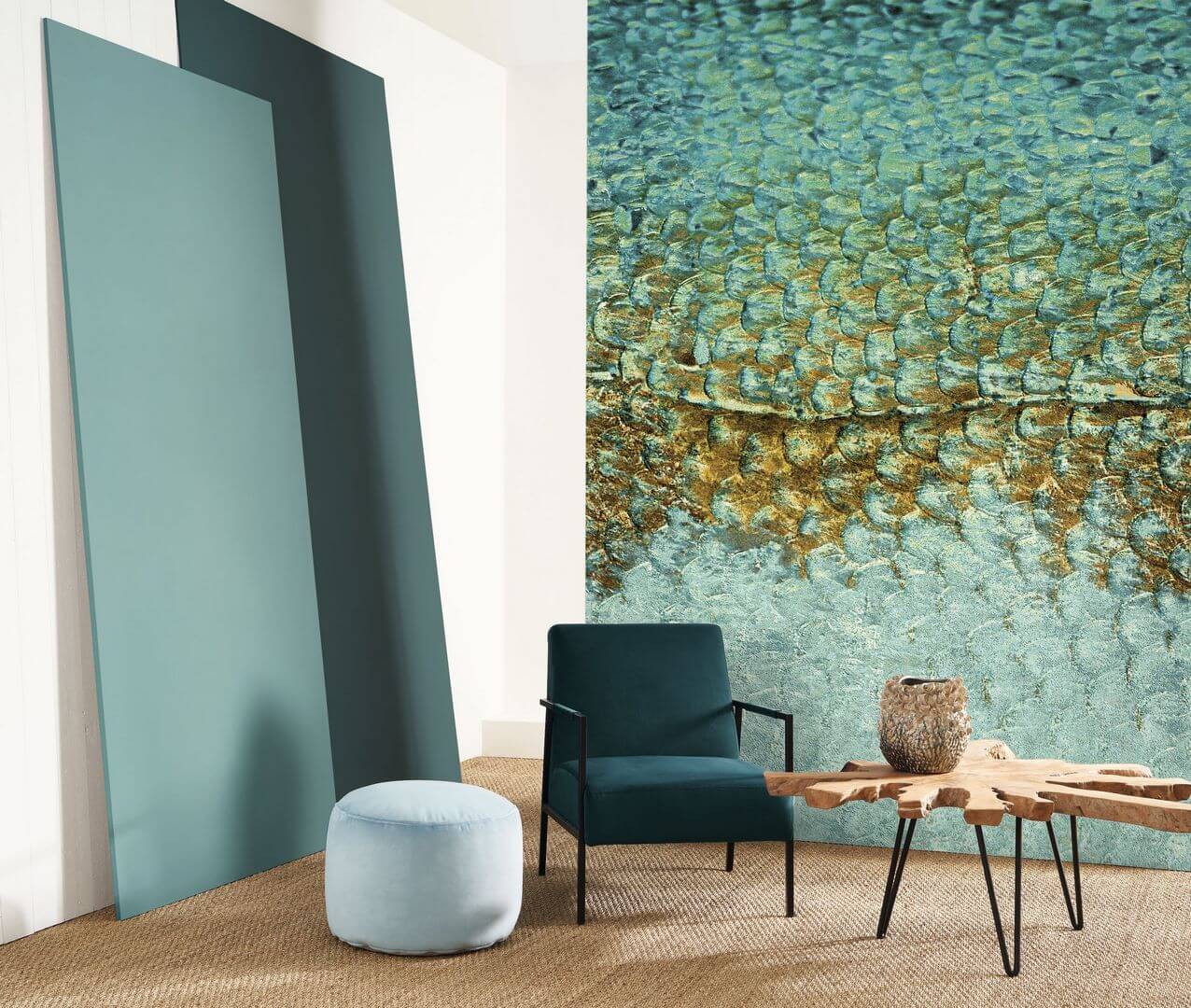 Mural w łuski ryby Casadeco LEAT87217122 Scales L Leathers