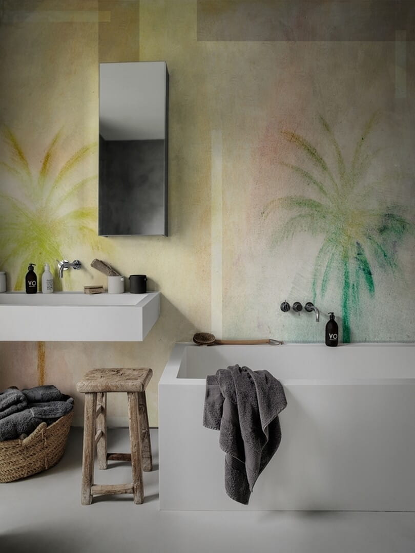 Tapeta pod prysznic w palmy Wall&Deco WET_MI2102 Miraggi WET SYSTEM 2021