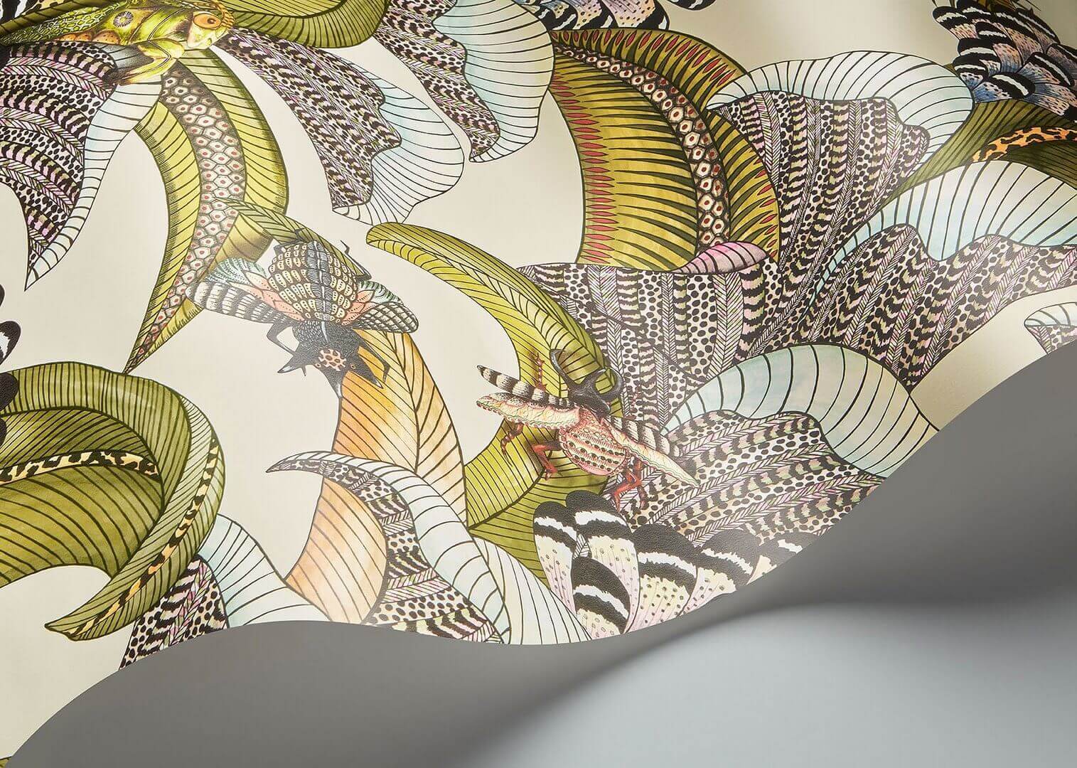 Tapeta w liście i owady Cole & Son 119/1001 Hoopoe Leaves Ardmore Jabula