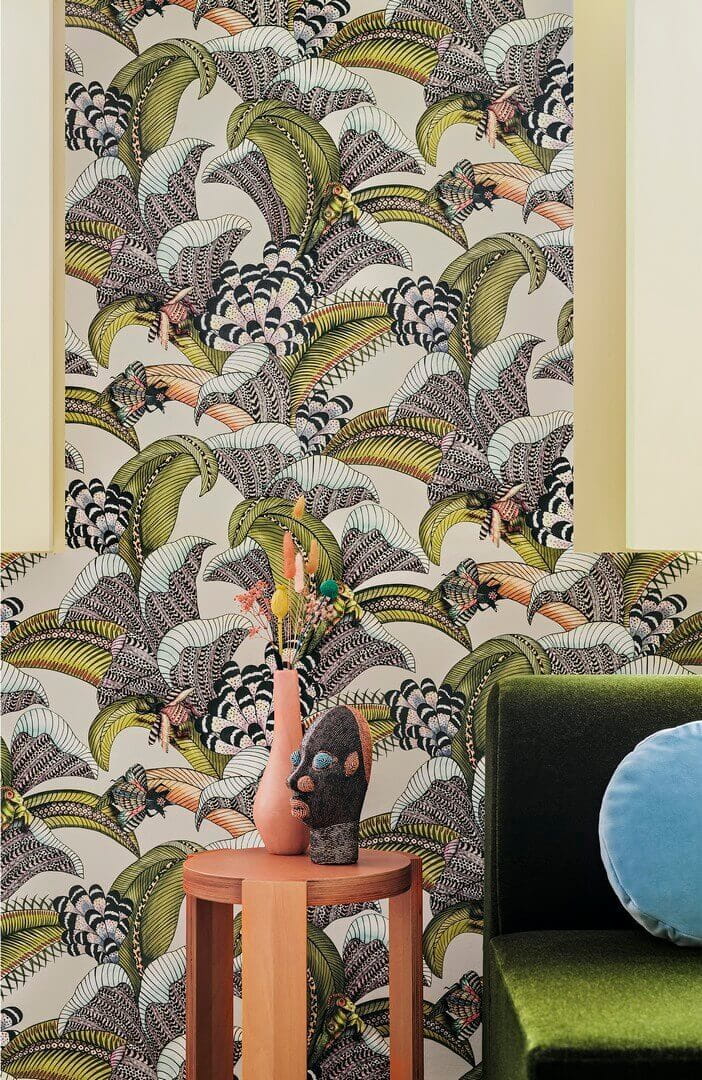 Tapeta w liście i owady Cole & Son 119/1003 Hoopoe Leaves Ardmore Jabula