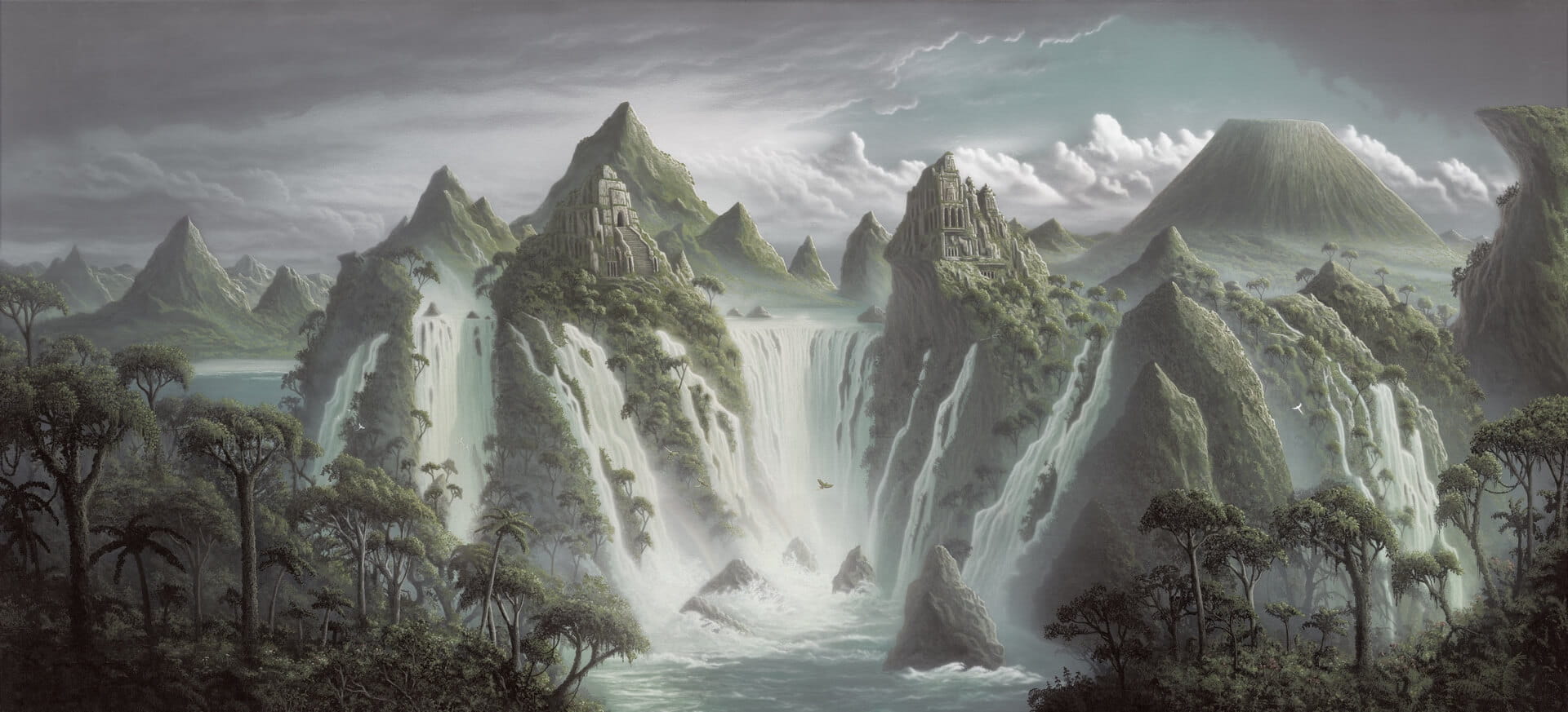 Fototapeta górski krajobraz Rebel Walls R17352 Fantasy World Dusk Scenery