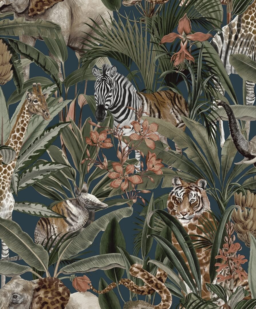 Tapeta w zwierzęta i tropikalne liście Holden 91312 Serengeti Amazonia