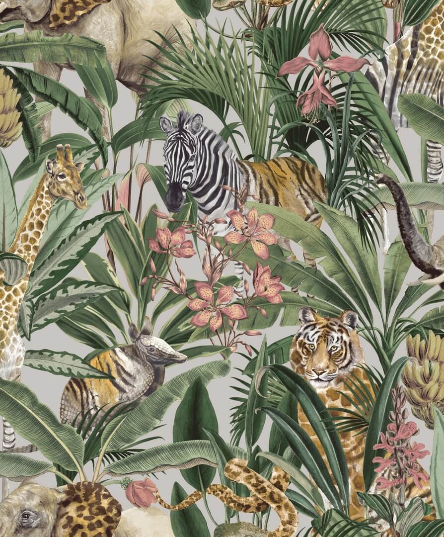 Tapeta w zwierzęta i tropikalne liście Holden 91314 Serengeti Amazonia