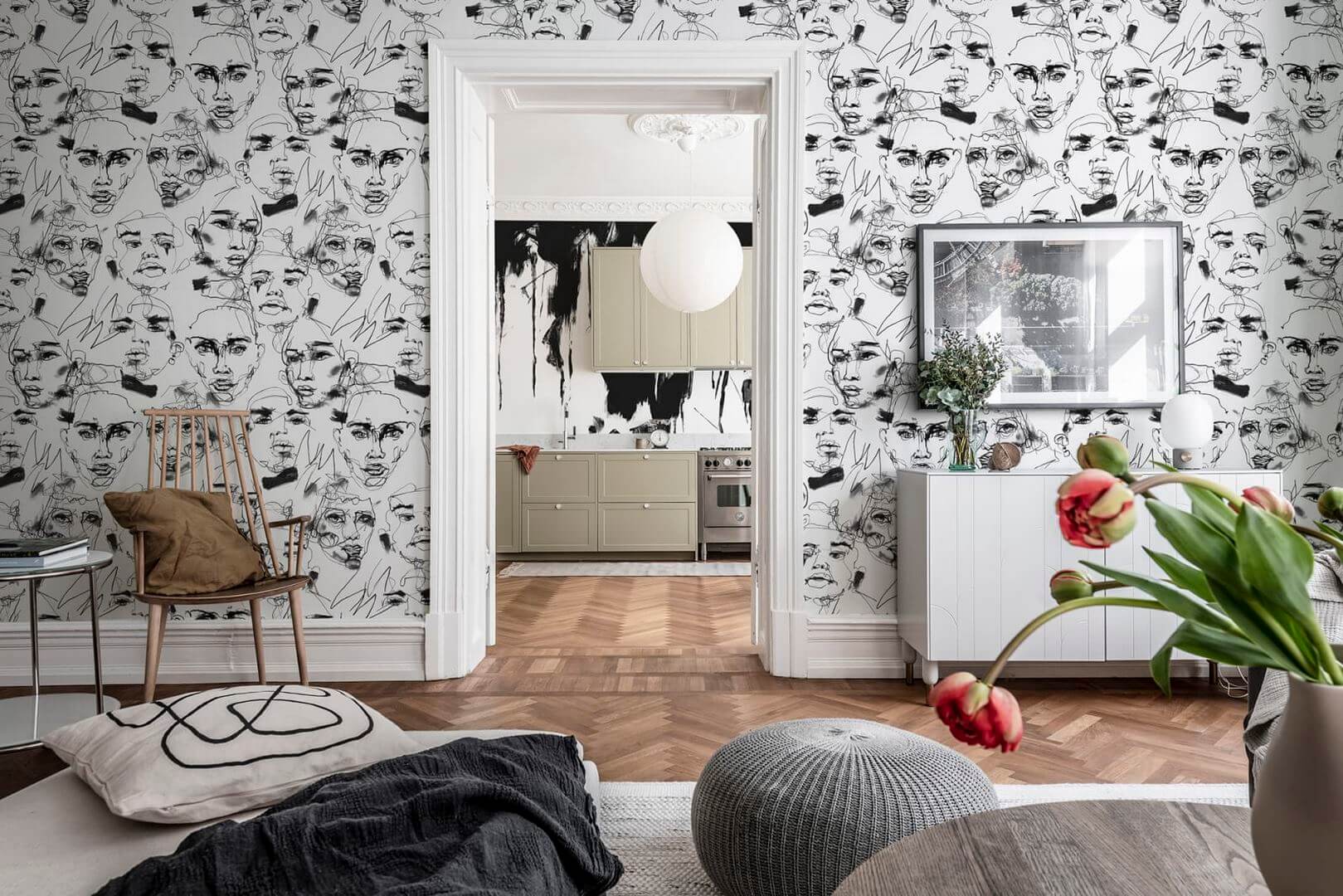Fototapeta twarze Rebel Walls R18272 Fala Bozetto Graphite Linda Vagnelind