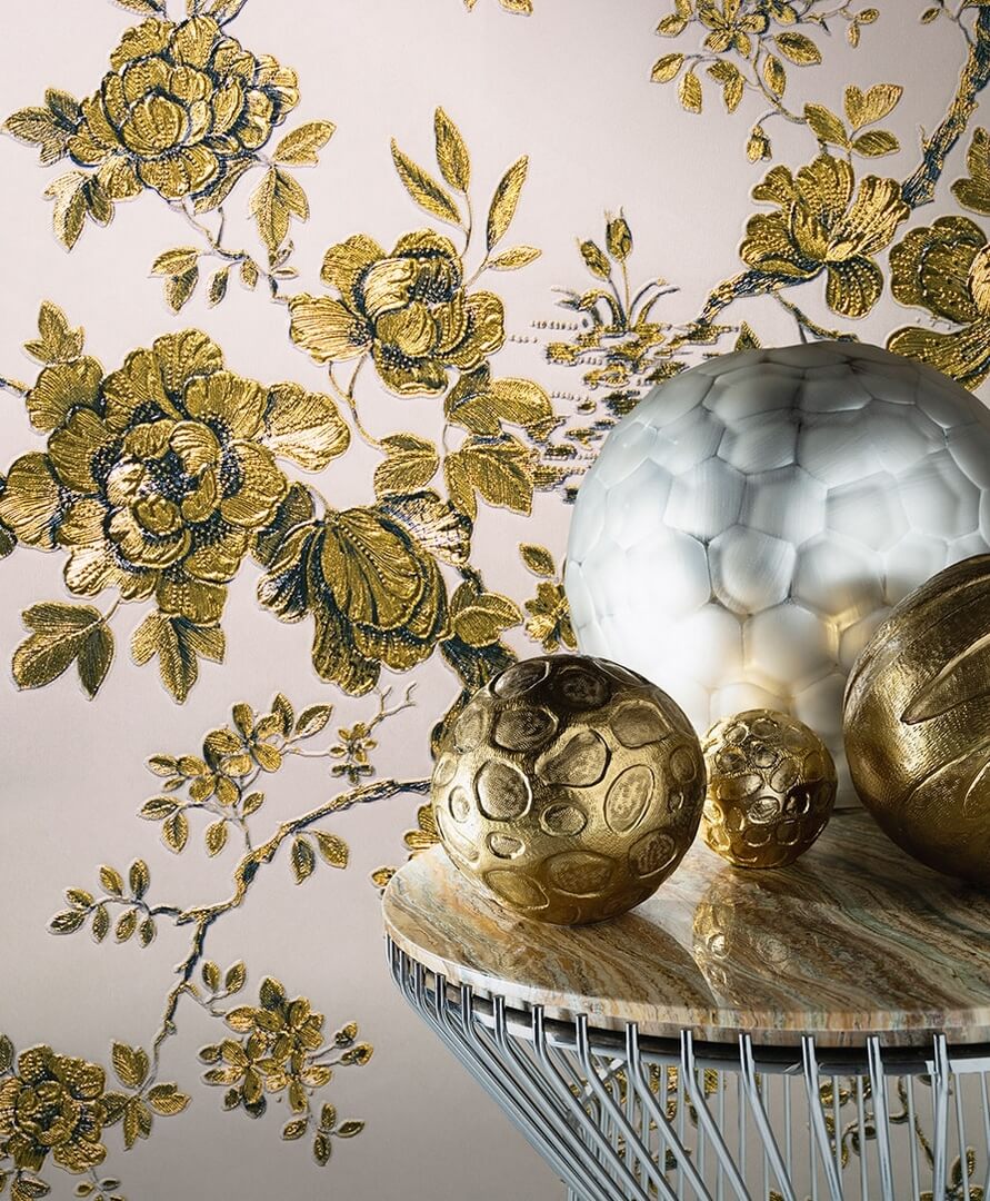 Tapeta roślinne pnącza na złotej folii Roberto Cavalli RC19041 Home NO. 8 - szer. 106cm