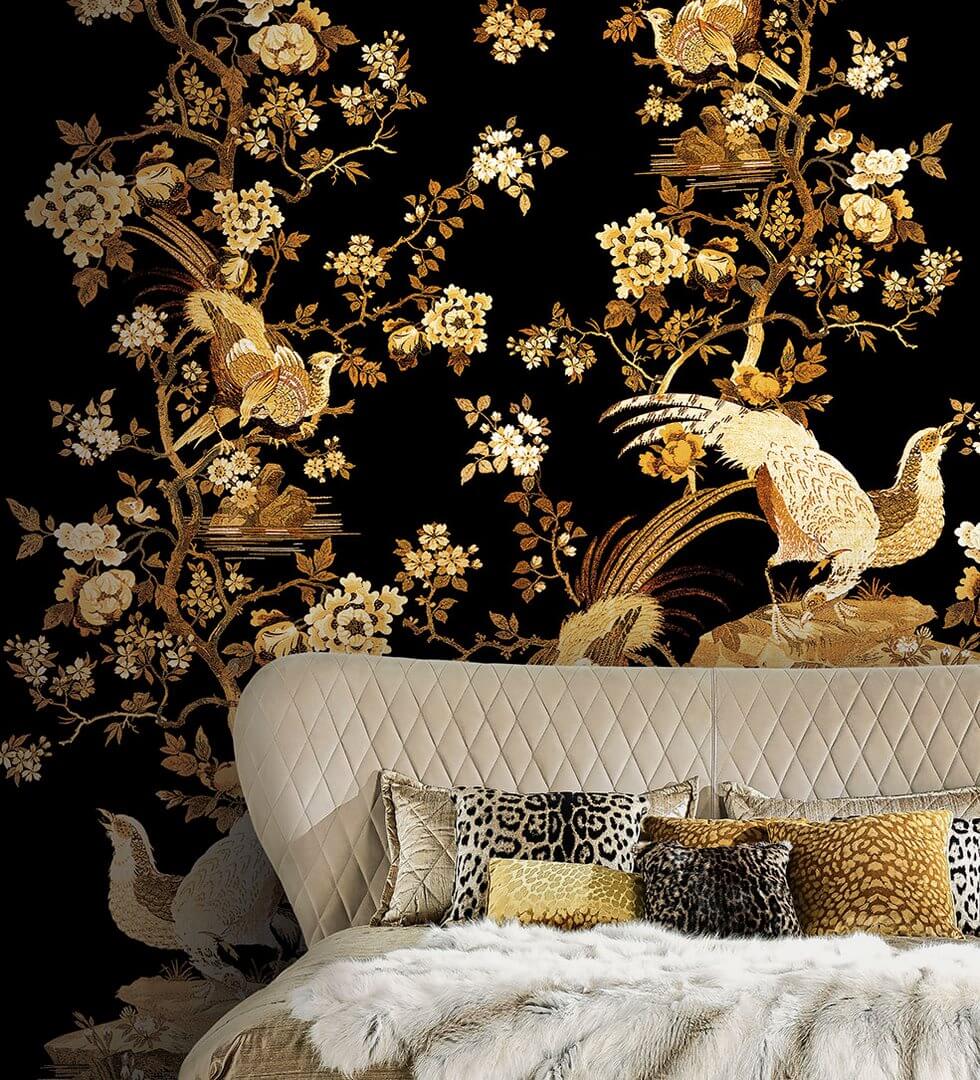 Mural z roślinnym wzorem na złotej folii Roberto Cavalli RC19117 Home NO. 8