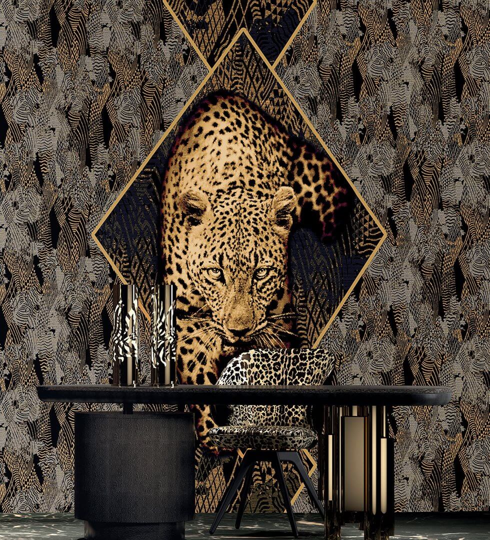 Mural pantera na złotej folii Roberto Cavalli RC19119 Home NO. 8