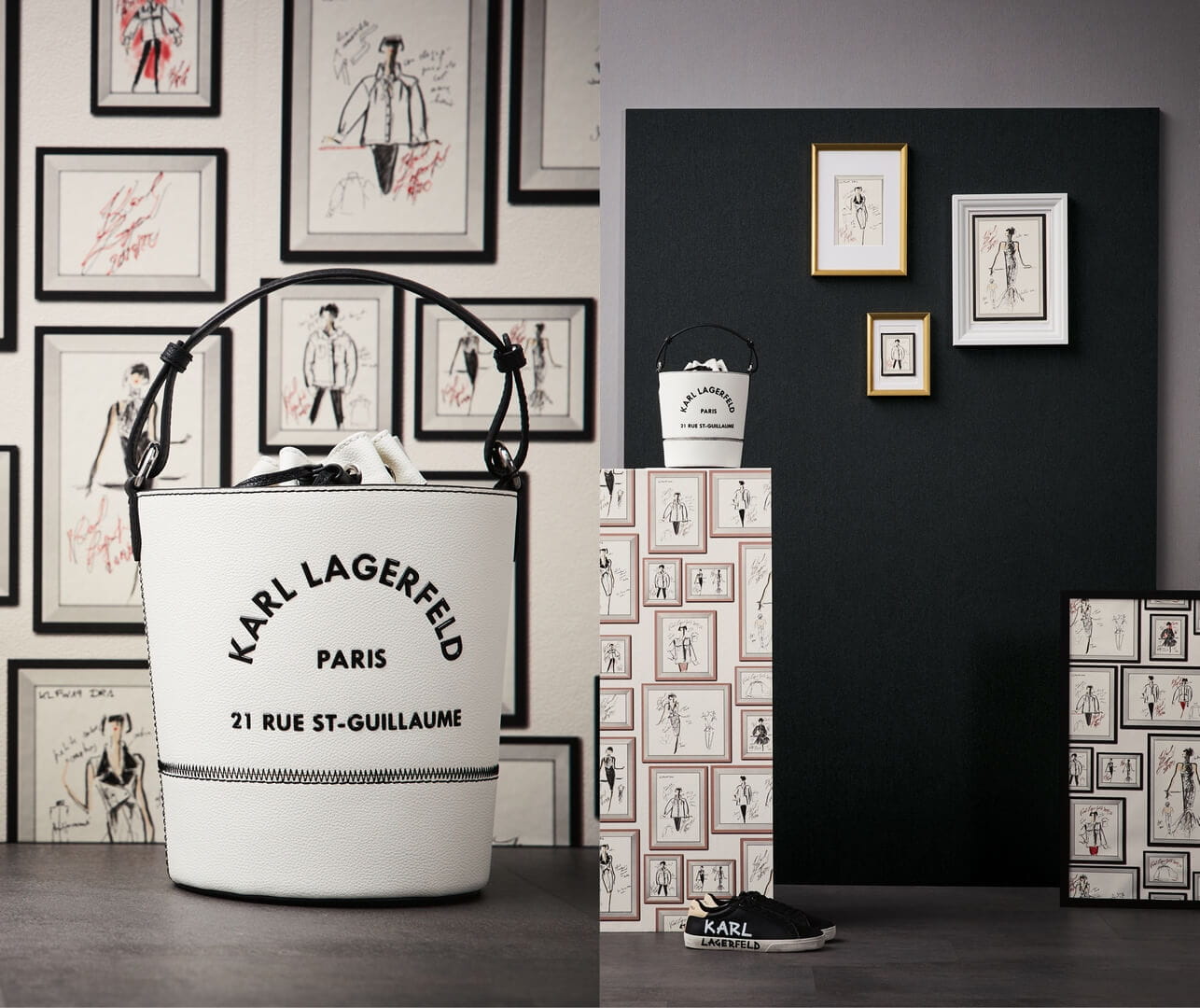 Tapeta szkice i projekty w ramkach 37846-3 Karl Lagerfeld