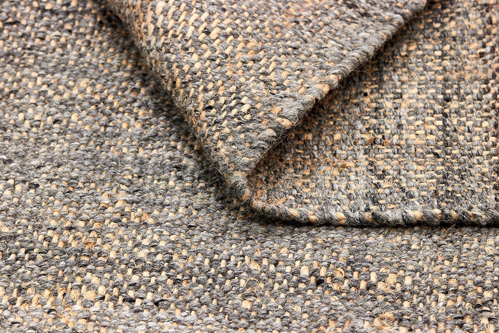 Dywan z frędzlami szary Nordic Nature Dark Grey - wełna z jutą