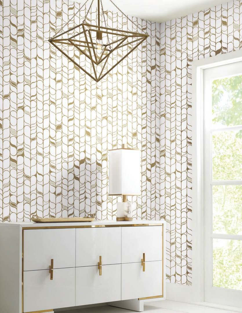 Tapeta metalizowana biało-złota York Wallcoverings OS4201 Perfect Petals Candice Olson Modern Nature 2