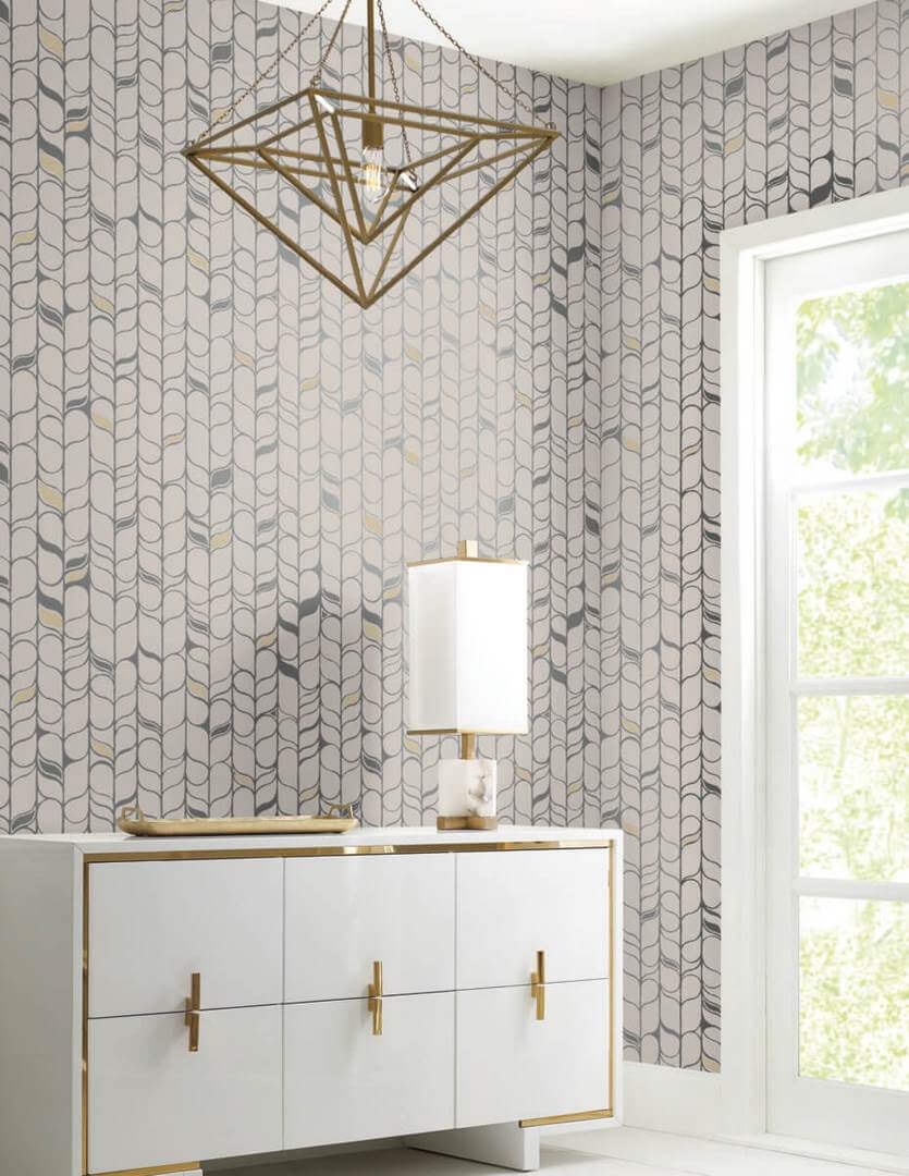 Tapeta metalizowana szaro-srebrna York Wallcoverings OS4204 Perfect Petals Candice Olson Modern Nature 2