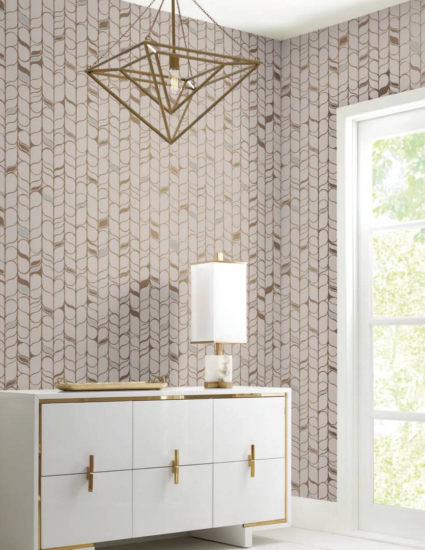 Tapeta metalizowana beżowo złota York Wallcoverings OS4206 Perfect Petals Candice Olson Modern Nature 2