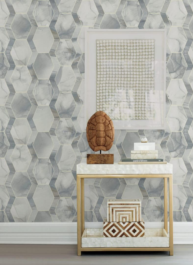 Tapeta heksagony i marmur York Wallcoverings OS4281 Earthbound Candice Olson Modern Nature 2