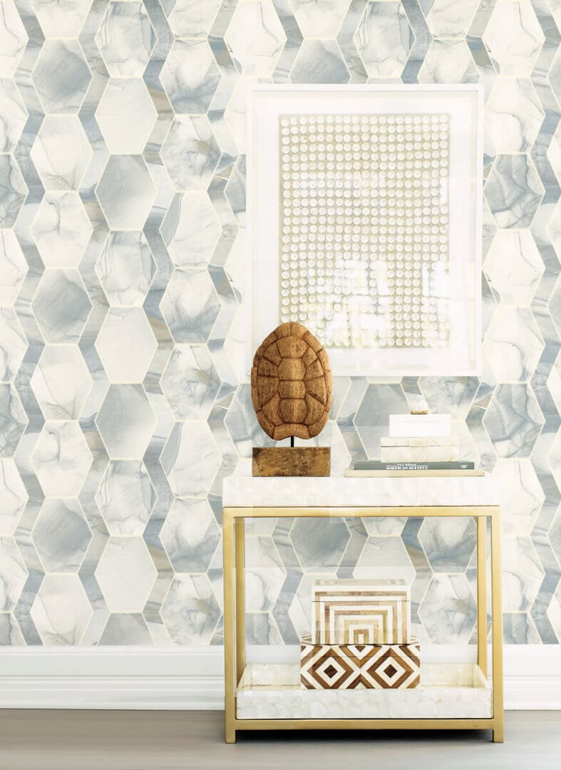 Tapeta heksagony i marmur York Wallcoverings OS4281 Earthbound Candice Olson Modern Nature 2