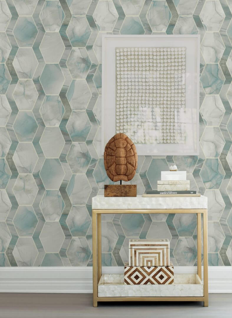 Tapeta heksagony i marmur York Wallcoverings OS4282 Earthbound Candice Olson Modern Nature 2