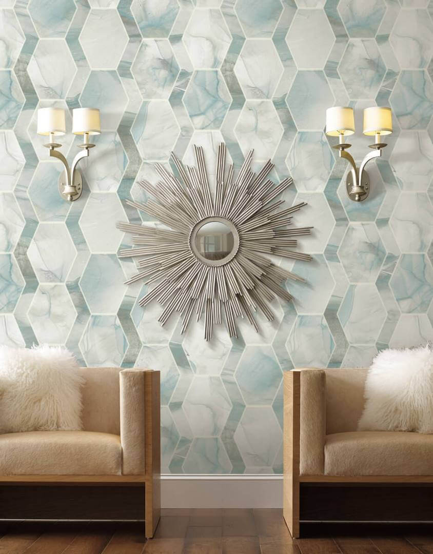 Tapeta heksagony i marmur York Wallcoverings OS4282 Earthbound Candice Olson Modern Nature 2