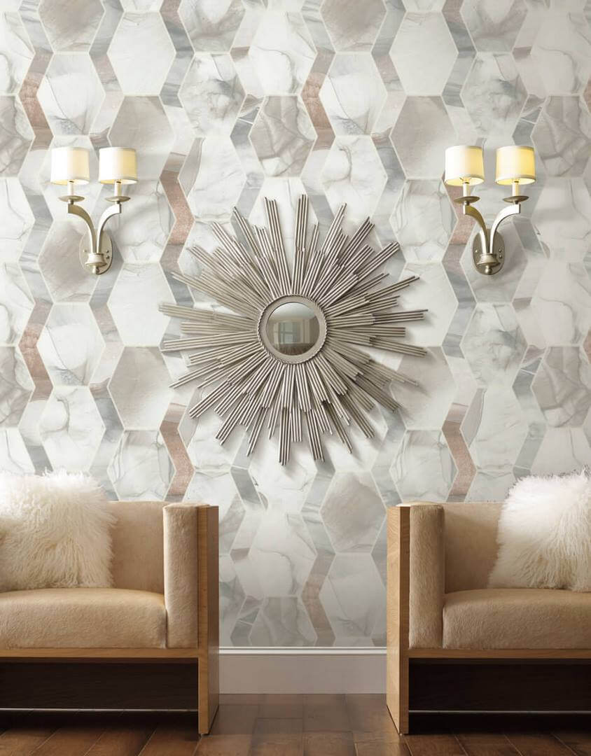 Tapeta heksagony i marmur York Wallcoverings OS4283 Earthbound Candice Olson Modern Nature 2