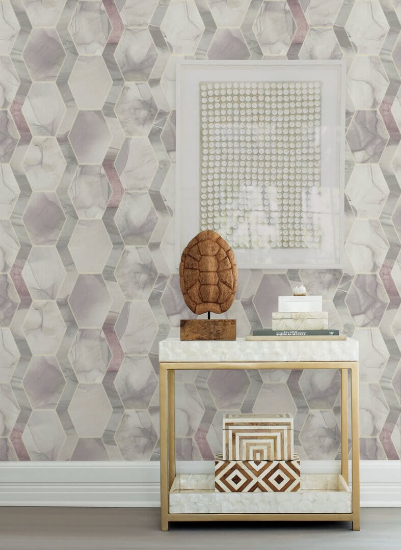 Tapeta heksagony i marmur York Wallcoverings OS4284 Earthbound Candice Olson Modern Nature 2