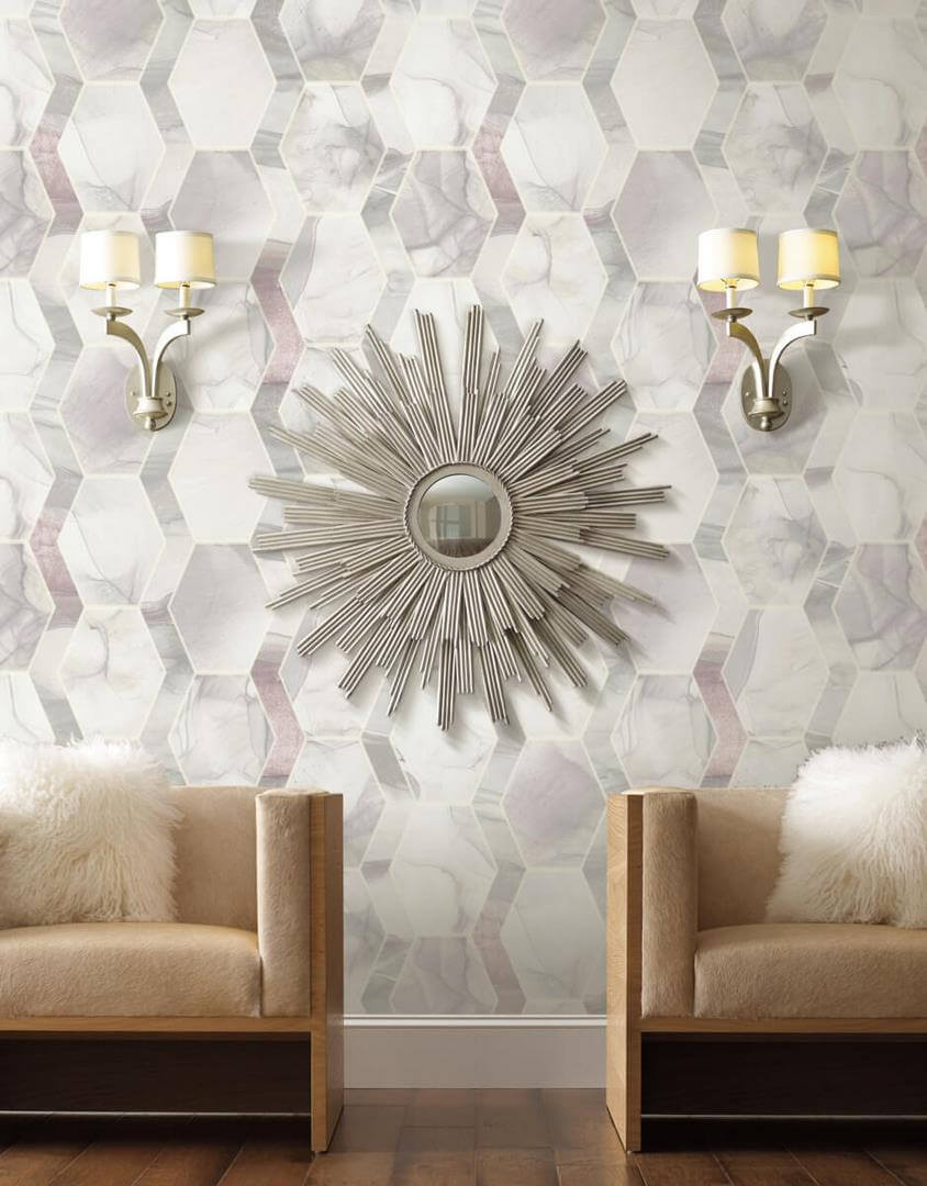 Tapeta heksagony i marmur York Wallcoverings OS4284 Earthbound Candice Olson Modern Nature 2