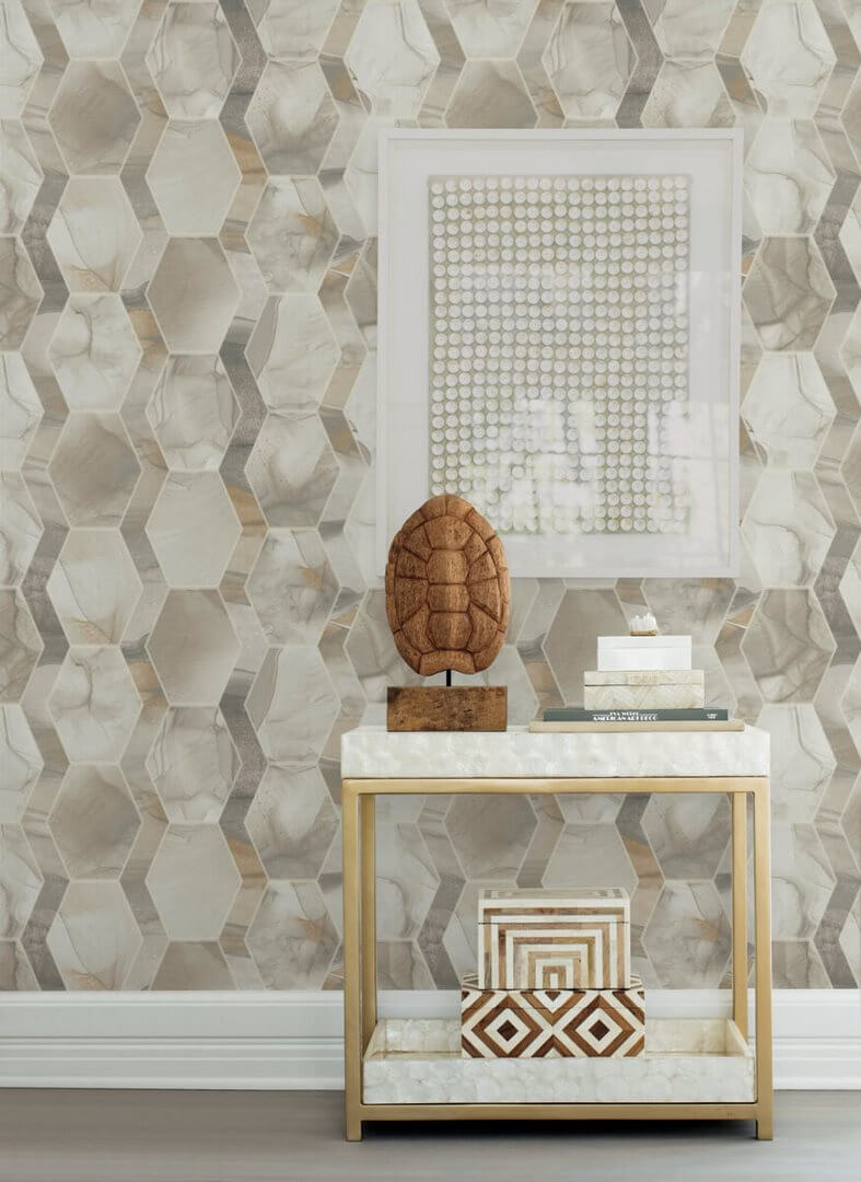 Tapeta heksagony i marmur York Wallcoverings OS4285 Earthbound Candice Olson Modern Nature 2