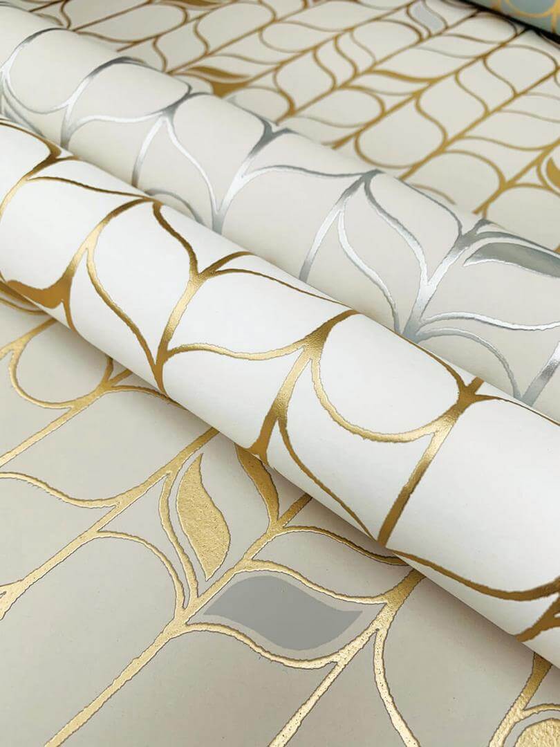 Tapeta metalizowana beżowo złota York Wallcoverings OS4206 Perfect Petals Candice Olson Modern Nature 2