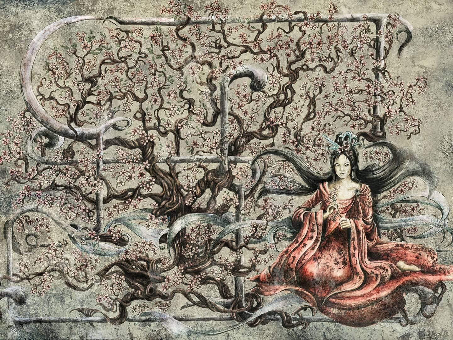 Fototapeta w japońskim stylu Wallcraft Sakura 490312102
