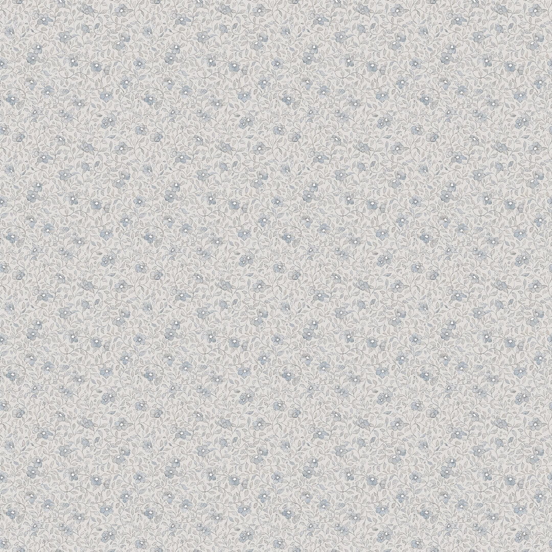 Tapeta drobne kwiatki i liście Sandberg S10120 Stella Misty Blue Jordnara