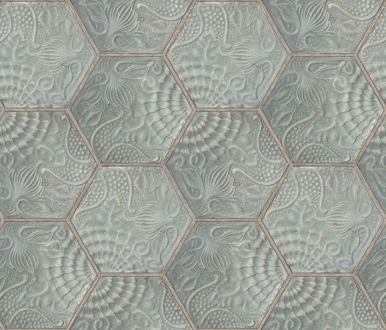 Tapeta heksagony Rebel Walls R18526 Hexagon Tiles Jade Pops