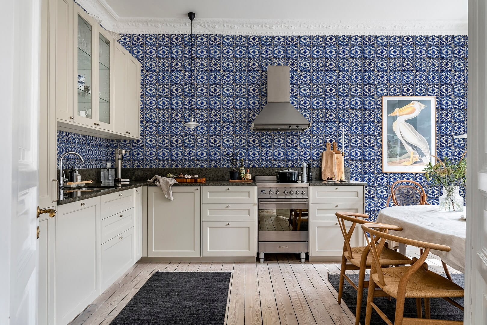 Tapeta jak płytki Rebel Walls R18548 Artisan Tiles Morocco Blue Pops