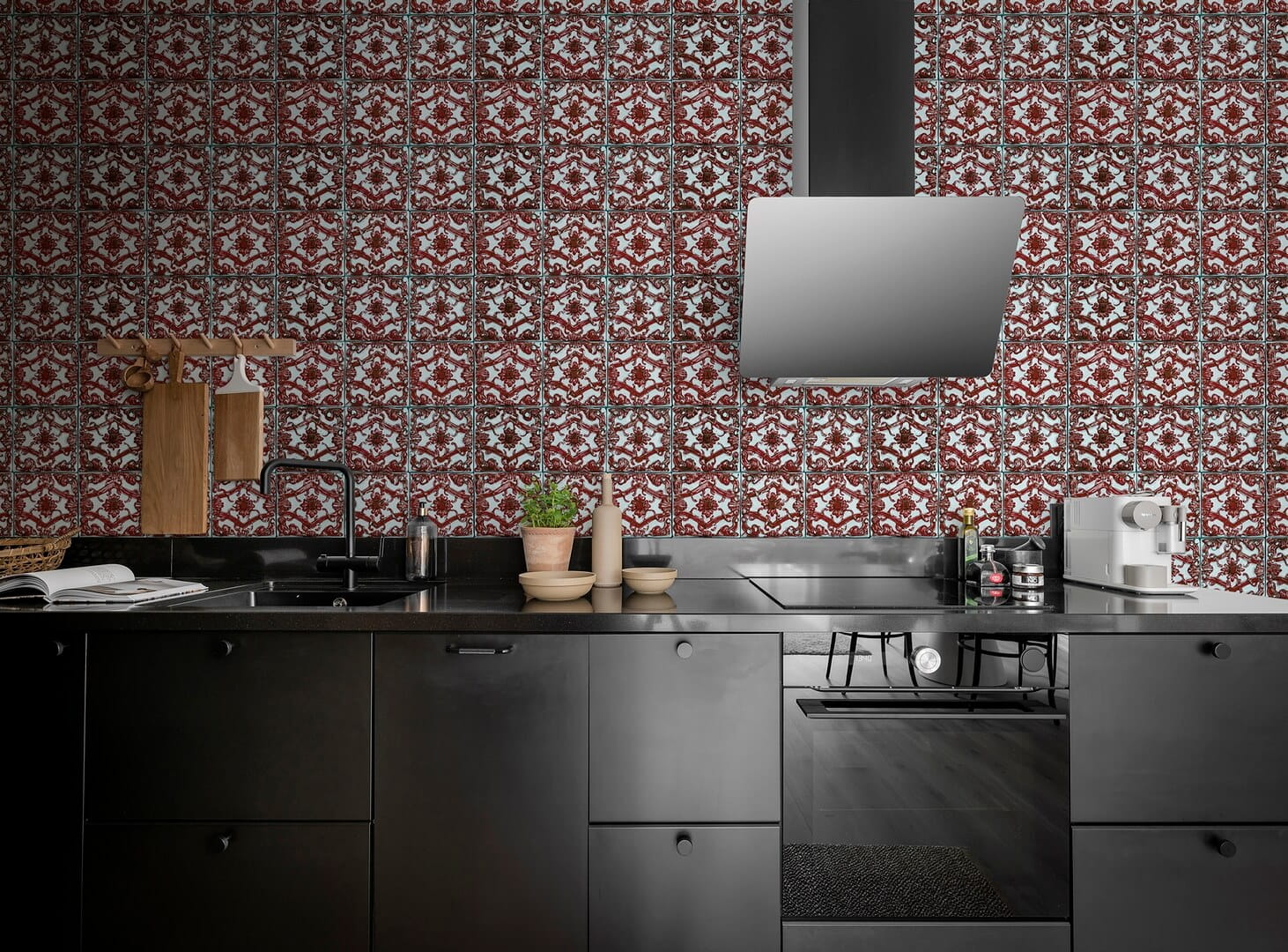 Tapeta jak płytki Rebel Walls R18550 Artisan Tiles Indian Red Pops