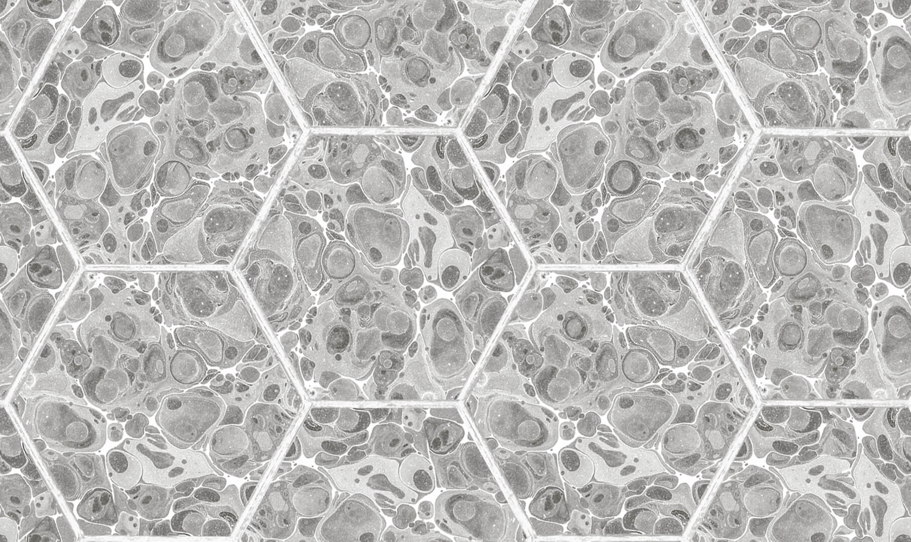 Tapeta heksagony marmur Rebel Walls R18558 Marbled Hexagon Tiles Grey Pops
