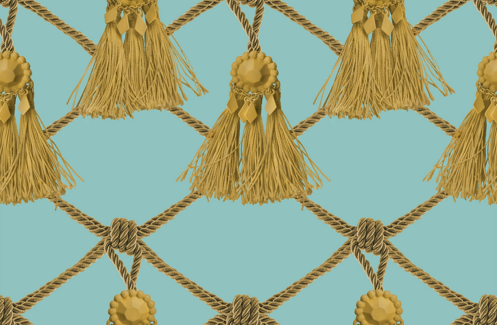 Tapeta frędzle Rebel Walls R18561 Tassels Soft Turquoise Pops