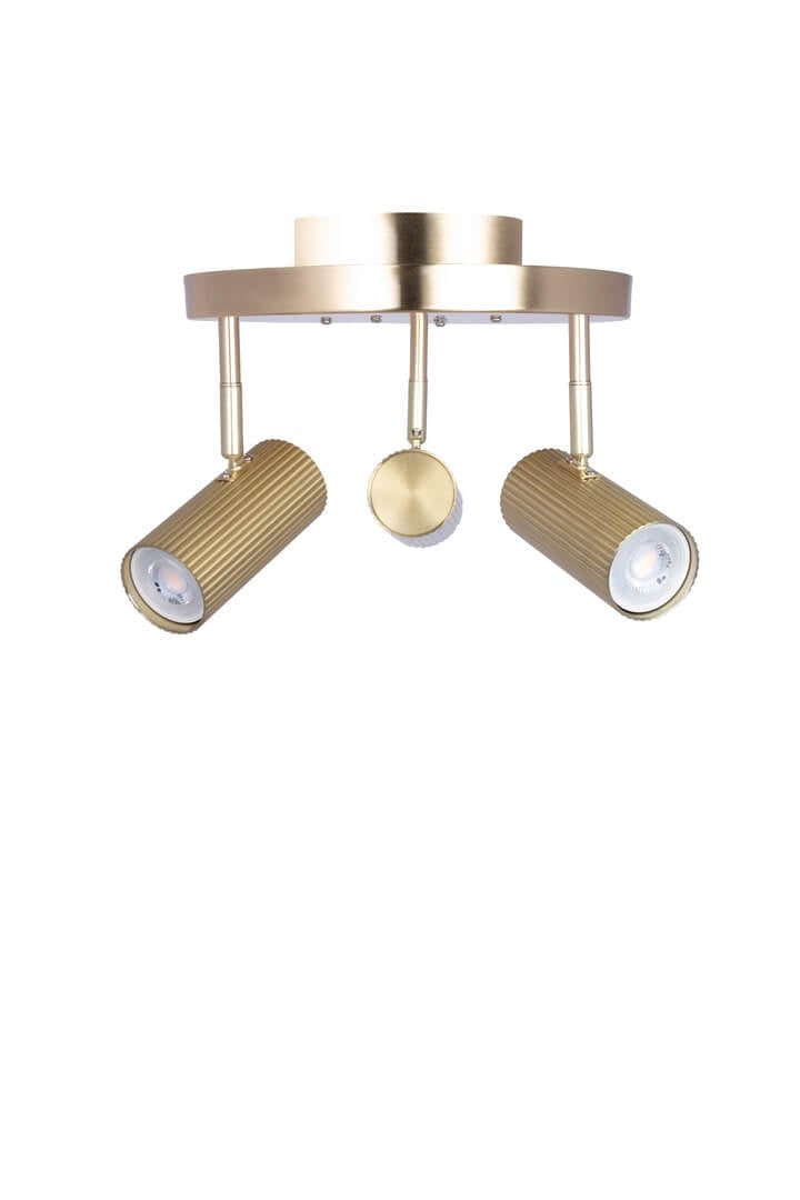 Lampa sufitowa ryflowana tuby Hubble 3 Brushed Brass 463365 Globen