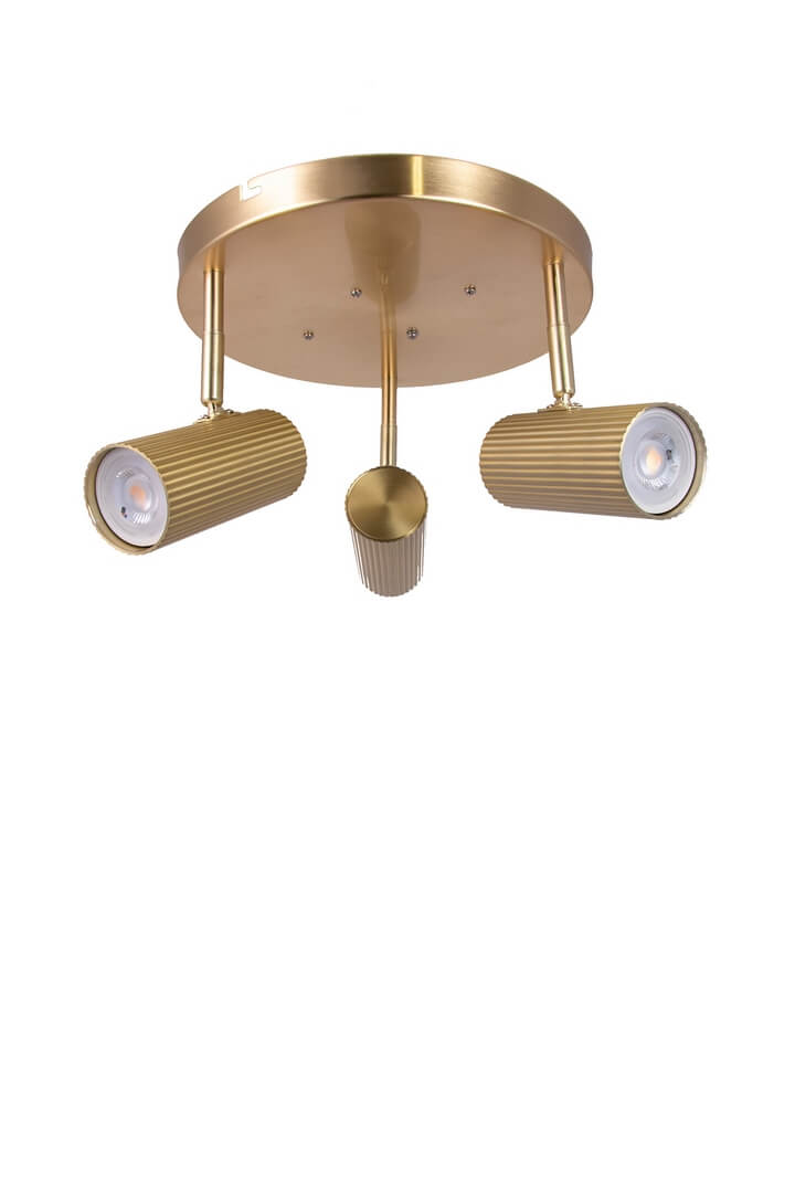 Lampa sufitowa ryflowana tuby Hubble 3 Brushed Brass 463365 Globen