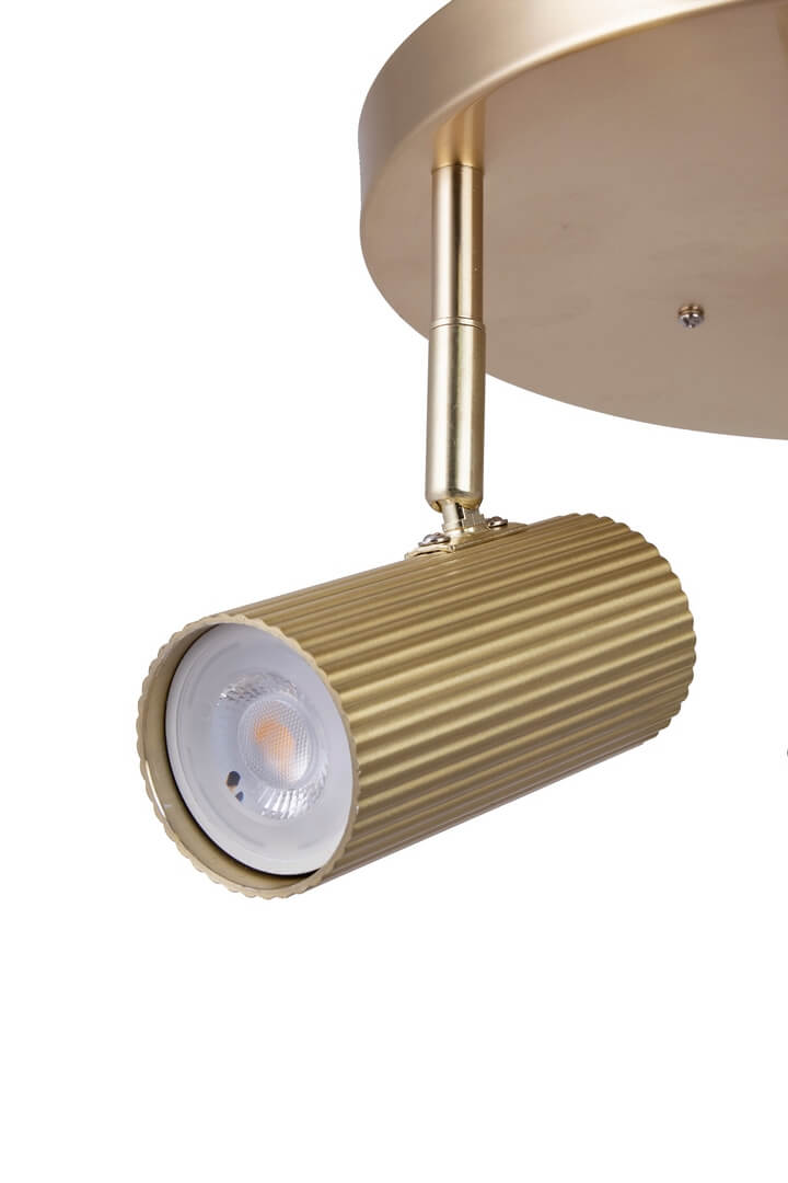 Lampa sufitowa ryflowana tuby Hubble 3 Brushed Brass 463365 Globen