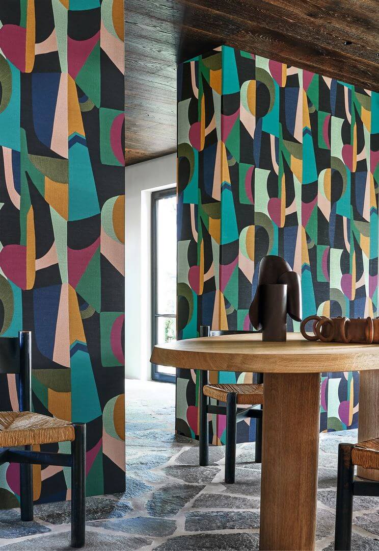 Tapeta geometryczna retro Casamance Assemblage 75460100 L'Atelier