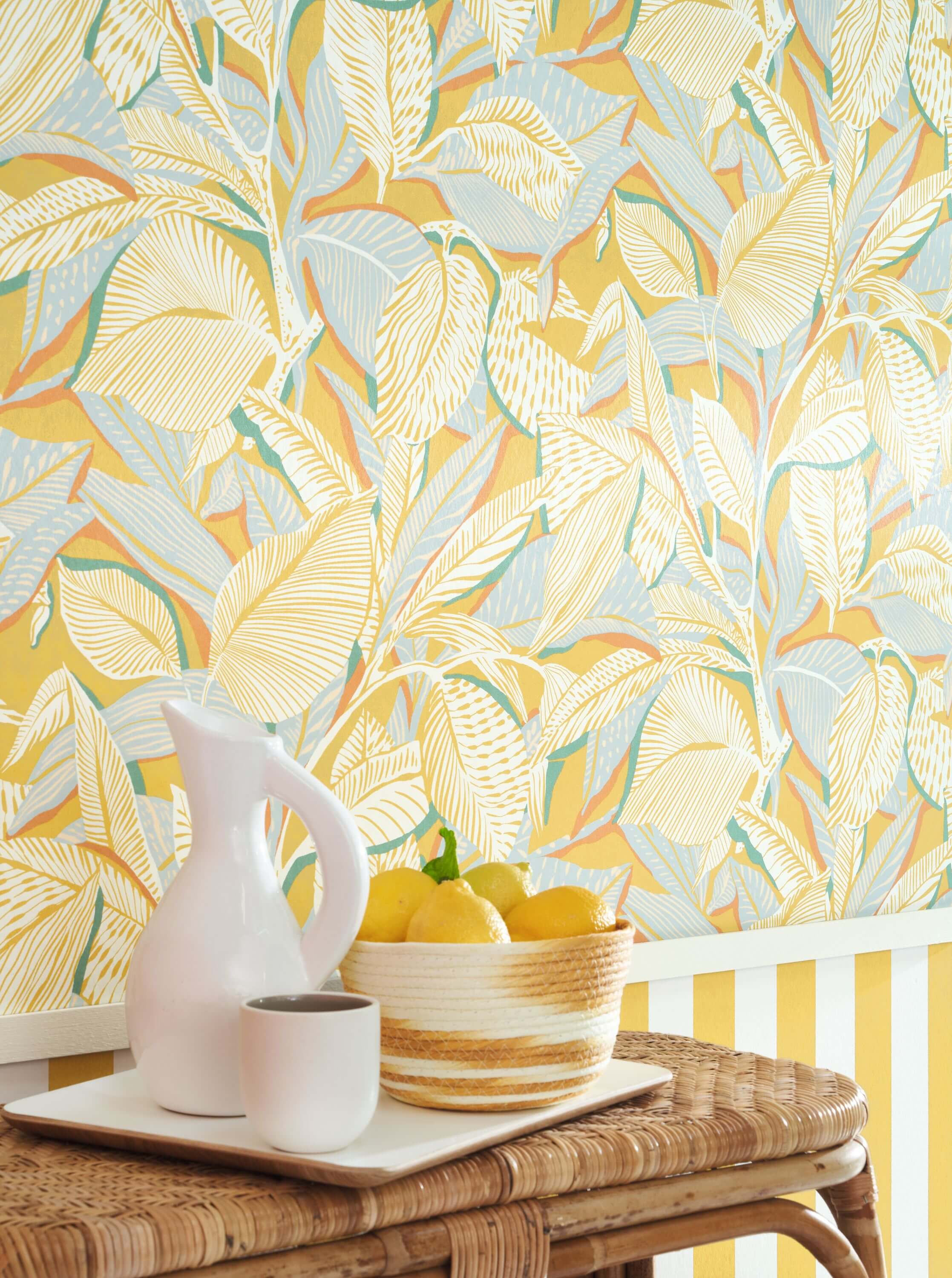 Tapeta liście Casadeco MEDI87416637 Riviera Mediterranee