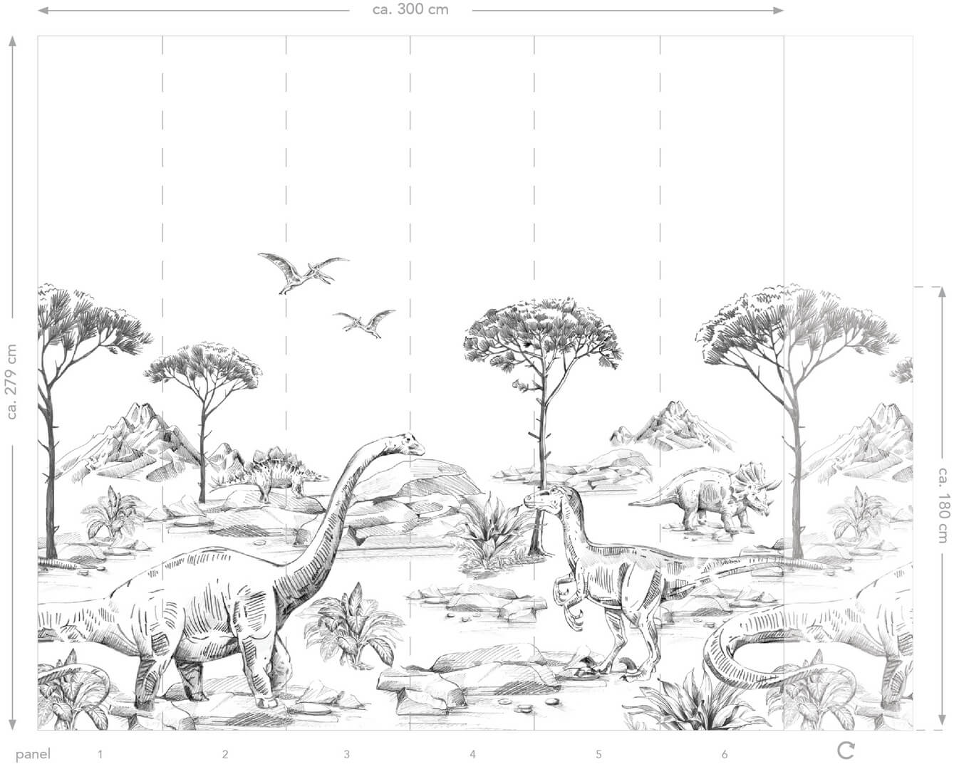 Mural dinozaury Esta 159063 Forest Friends