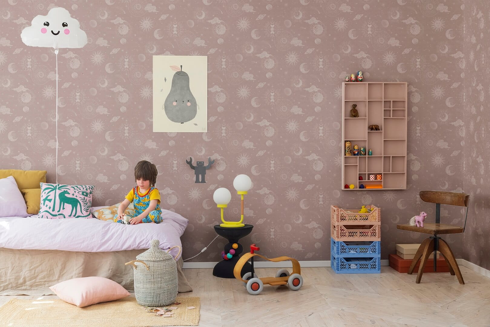 Tapeta planety Rebel Walls R18024 Planetarium Pink Dreamland