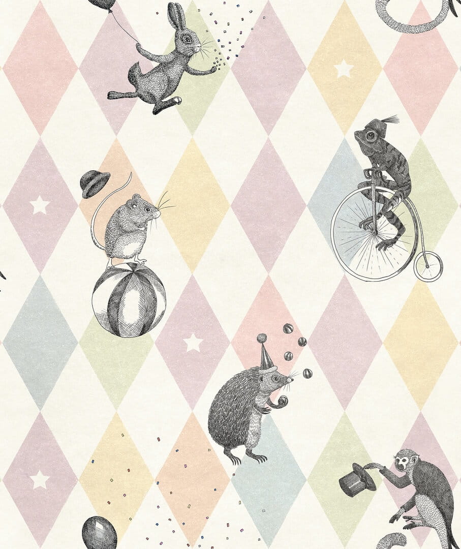 Tapeta cyrk Rebel Walls R18042 Circus Corner Pastel Dreamland