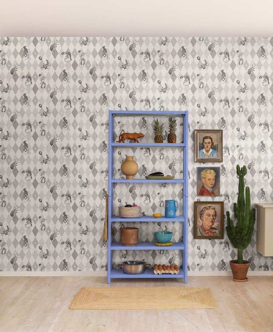 Tapeta cyrk Rebel Walls R18043 Circus Corner Graphite Dreamland