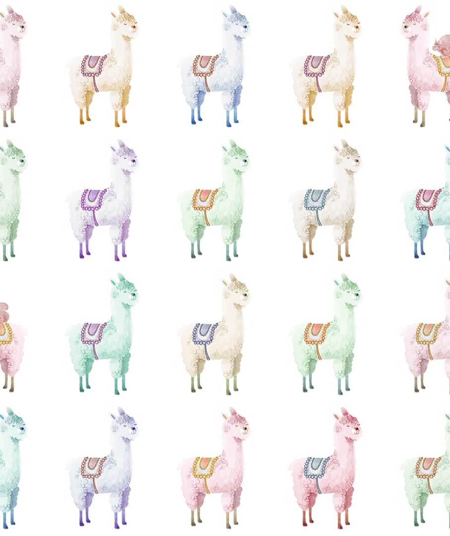 Tapeta alpaki Rebel Walls R18133 Alpaca Rebel Rainbow Dreamland