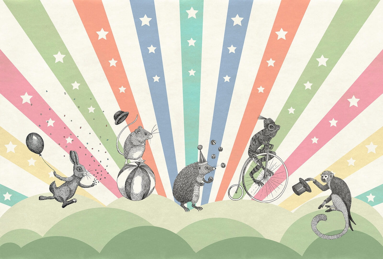 Fototapeta cyrk Rebel Walls R18172 Circus Rainbow Dreamland