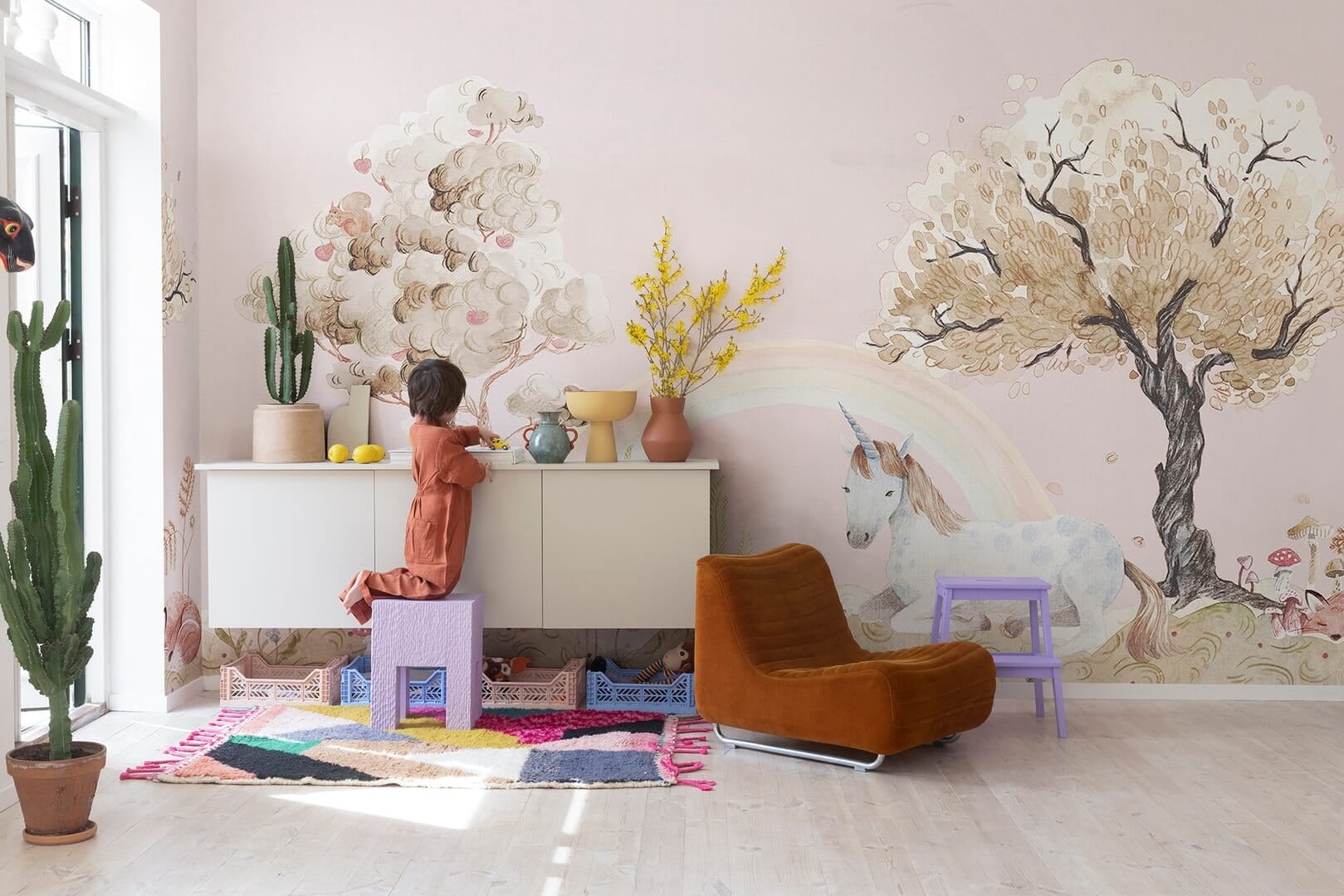 Fototapeta zaczarowany las Rebel Walls R18182 Unicorn Dream Bubblegum Dreamland