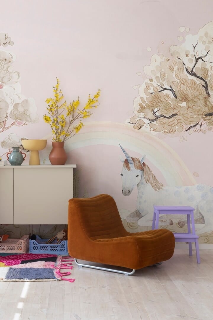 Fototapeta zaczarowany las Rebel Walls R18182 Unicorn Dream Bubblegum Dreamland