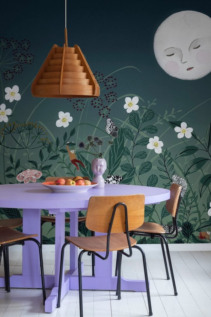 Fototapeta botaniczna z księżycem Rebel Walls R18191 Pixie Night Dreamland